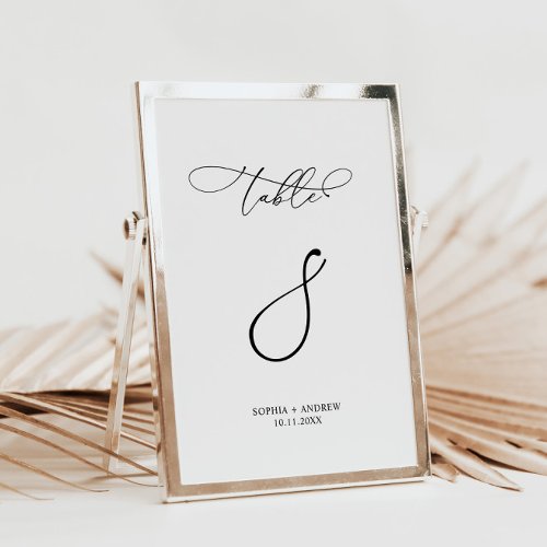 Elegant Calligraphy Wedding Table Number 8