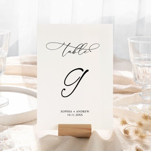 Elegant Calligraphy Wedding Table Number 9