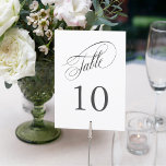 Elegant Calligraphy Wedding Table Numbers<br><div class="desc">An elegant table number card in white with dark charcoal gray text featuring beautiful calligraphy script spelling out the word "table". This design in the 5-inch by 7-inch size is a wonderful choice for weddings, banquets, dinners, luncheons, and parties. The neutral color scheme works well with all themes. To create...</div>