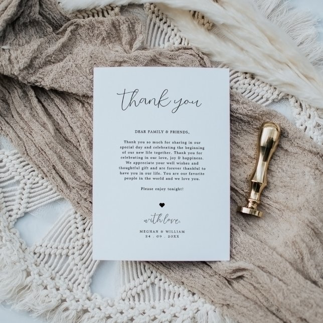 Elegant Calligraphy Wedding Table Thank You Note Card (Creator Uploaded)
