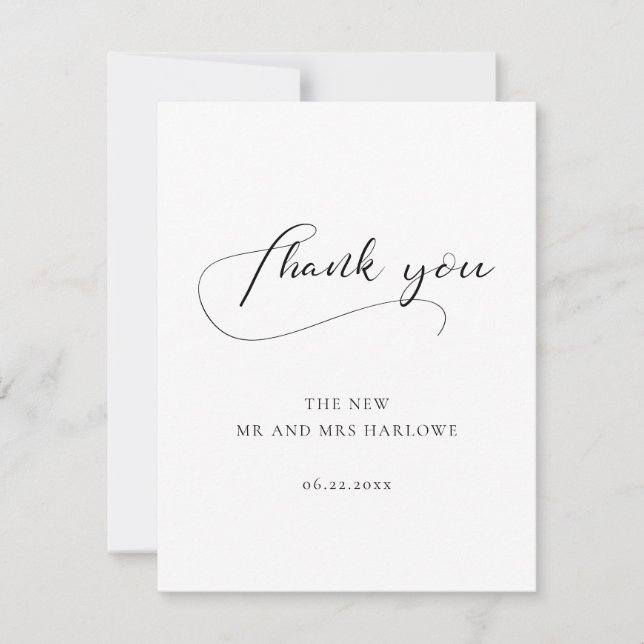 Elegant calligraphy wedding thank you card (Front)