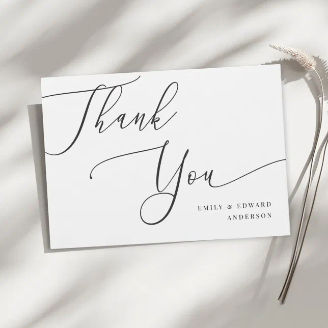 Elegant Calligraphy Wedding Thank You Card | Zazzle