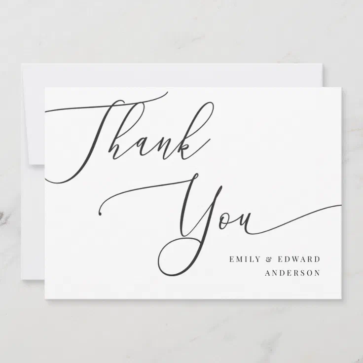 Elegant Calligraphy Wedding Thank You Card | Zazzle