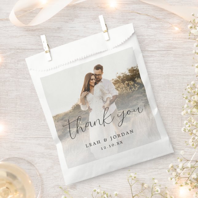 Elegant Calligraphy Wedding Thank You Favor Bag (Clipped)