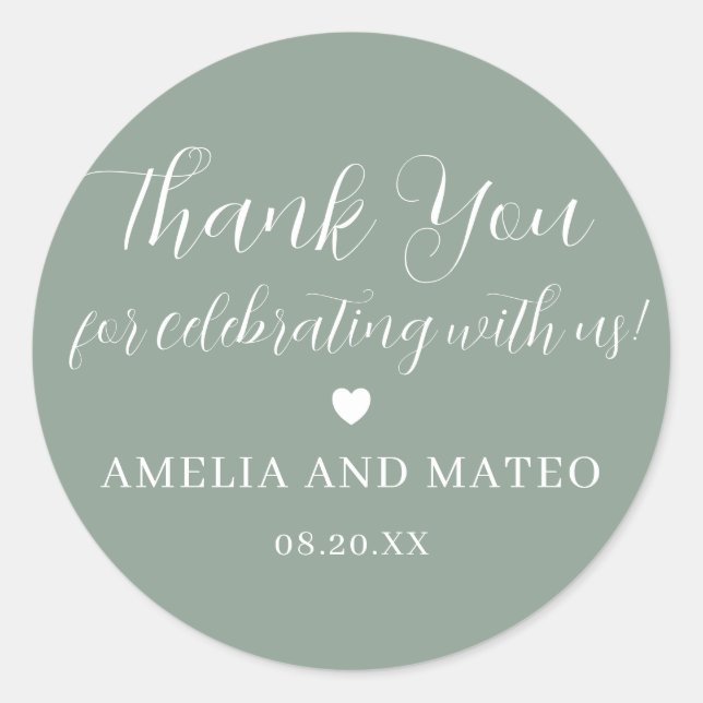 Elegant Calligraphy Wedding Thank You Favor Classic Round Sticker (Front)