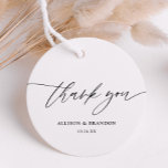 Elegant  Calligraphy Wedding Thank You Favor Tags<br><div class="desc">Black and White Calligraphy Wedding Thank You Tags</div>