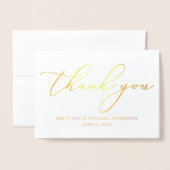 Elegant Calligraphy Wedding Thank You Gold Foil Card | Zazzle