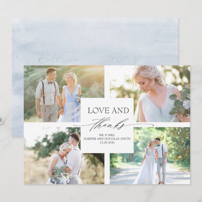 Elegant Calligraphy Wedding Thank You Photo Card (Front/Back)
