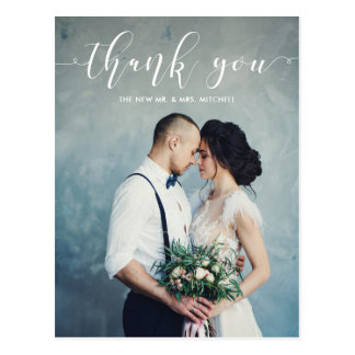 Elegant Calligraphy | Wedding Thank You Photo Postcard
