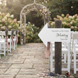 Elegant Calligraphy Wedding this way arrow minimal Sign