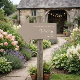 Elegant Calligraphy Wedding this way arrow minimal Sign