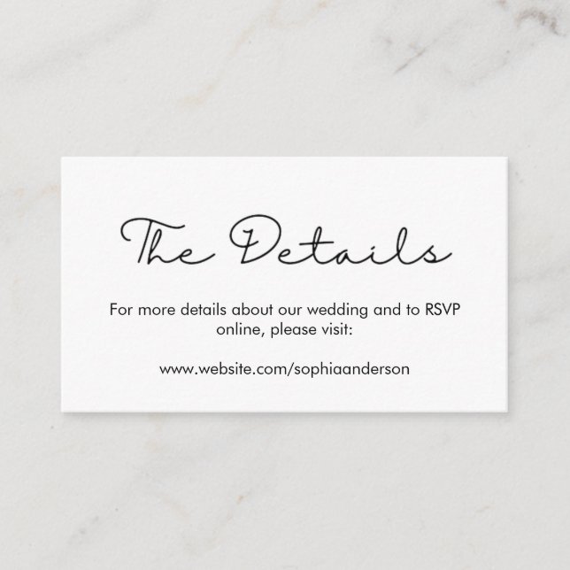 Elegant Calligraphy Wedding Website Enclosure Card (Front)