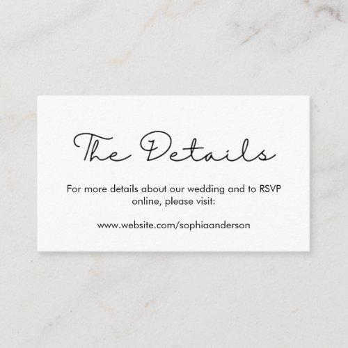 Elegant Calligraphy Wedding Website Enclosure Card