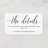 Elegant Calligraphy Wedding Website Enclosure Card