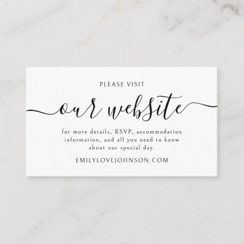 Elegant Calligraphy Wedding Website RSVP QR Code Enclosure Card