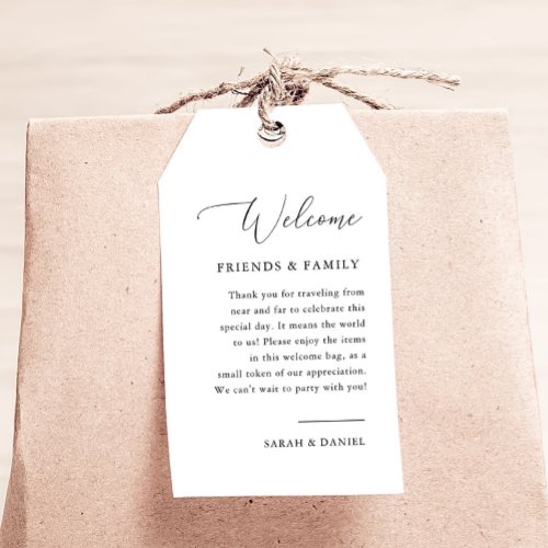 Elegant Calligraphy Wedding Welcome Bag Tags