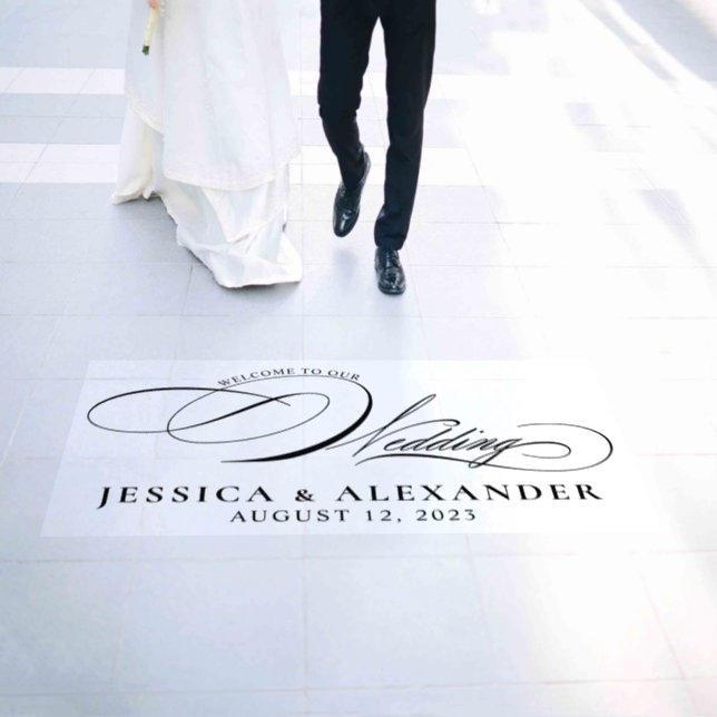 Elegant Calligraphy Wedding Welcome Floor Decals (Wedding)