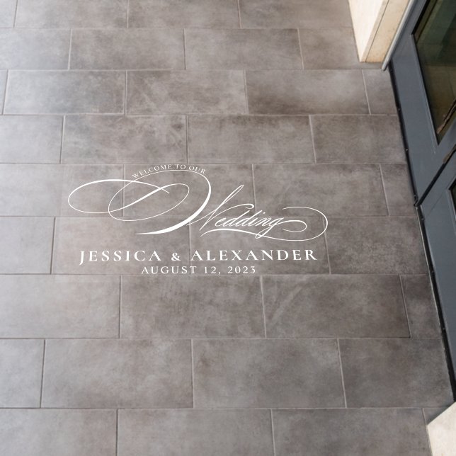 Elegant Calligraphy Wedding Welcome Floor Decals (Restaurant)