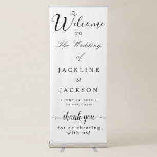 Elegant Calligraphy Wedding Welcome Retractable Banner