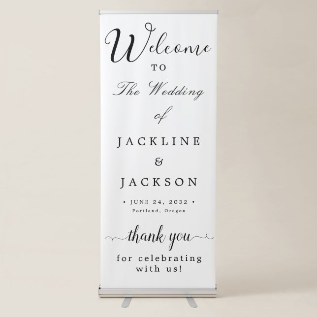 Elegant Calligraphy Wedding Welcome  Retractable Banner (Front)