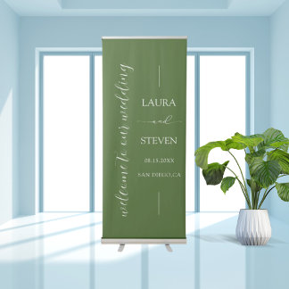 Elegant Calligraphy Wedding Welcome Retractable Banner