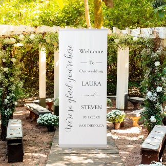 Elegant Calligraphy Wedding Welcome Retractable Banner