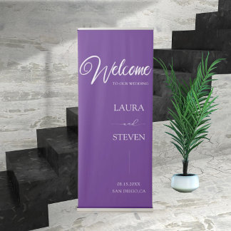 Elegant Calligraphy Wedding Welcome Retractable Banner