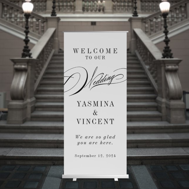 Elegant Calligraphy Wedding Welcome Retractable Banner (Creator Uploaded)
