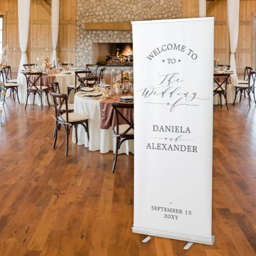 Elegant Calligraphy Wedding Welcome Retractable Banner