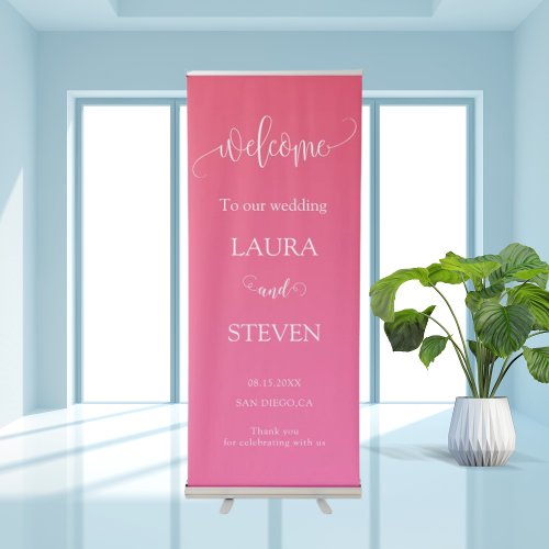 Elegant Calligraphy Wedding Welcome Retractable Banner