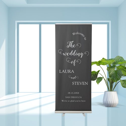 Elegant Calligraphy Wedding Welcome   Retractable Retractable Banner