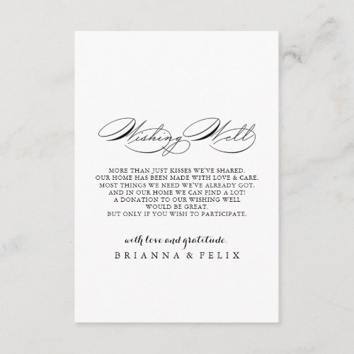Elegant Calligraphy Wedding Wishing Well  Enclosure Card