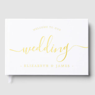 Elegant Calligraphy Welcome To Our Wedding  Foil Guest Book