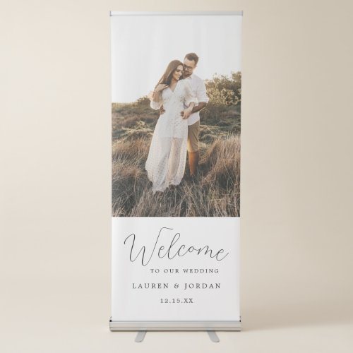 Elegant Calligraphy Welcome To Our Wedding Photo Retractable Banner