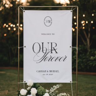 Elegant Calligraphy Welcome To Our Wedding Vinil Banner