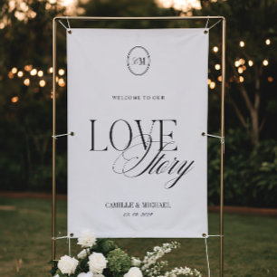 Elegant Calligraphy Welcome To Our Wedding Vinil Banner