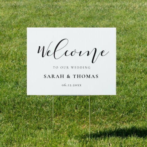 Elegant calligraphy Welcome to our wedding yard Sign