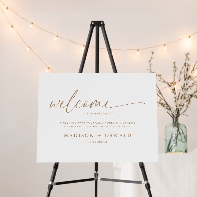 Elegant Calligraphy Welcome Unplugged Ceremony Foam Board (In Situ (Stand))