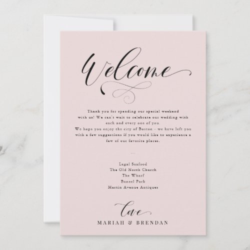 Elegant Calligraphy Welcome Wedding Itinerary Invi Invitation - Elegant Calligraphy Welcome Wedding Itinerary
