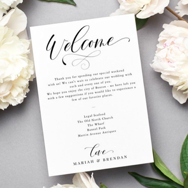 Elegant Calligraphy Welcome Wedding Itinerary Invitation (Creator Uploaded)