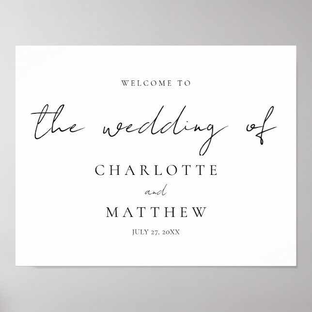 Elegant Calligraphy Welcome Wedding Poster (Front)