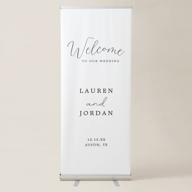 Elegant Calligraphy Welcome Wedding Retractable Banner (Front)