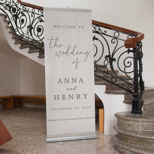 Elegant Calligraphy Welcome Wedding  Retractable Banner