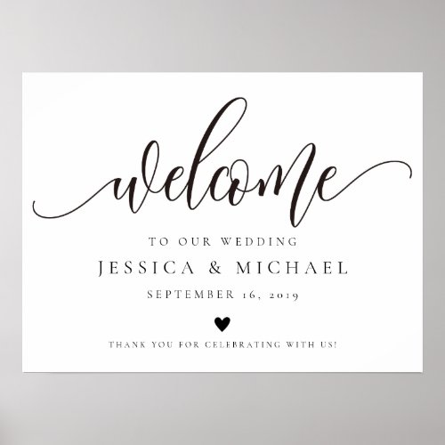 Elegant calligraphy Welcome Wedding Sign