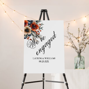 Elegant Calligraphy We're Engaged Engagement Party Foam Board