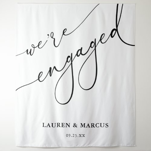 Elegant Calligraphy Were Engaged Engagement Party Tapestry
