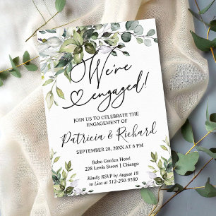 Elegant Calligraphy We're Engaged Party Invitation