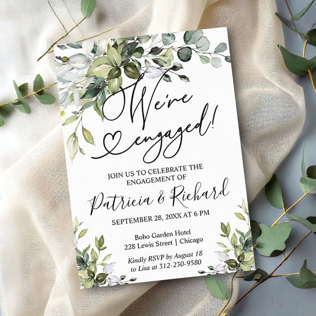 Elegant Calligraphy We're Engaged Party Invitation (Creator Uploaded)