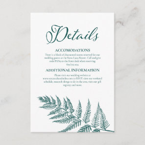 Elegant Calligraphy White & Dark Teal Wedding Enclosure Card
