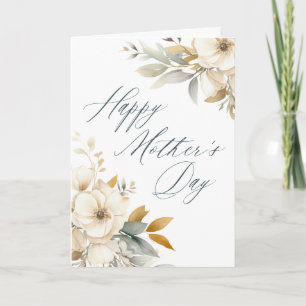 Elegant Calligraphy White Floral Mother's Day Card